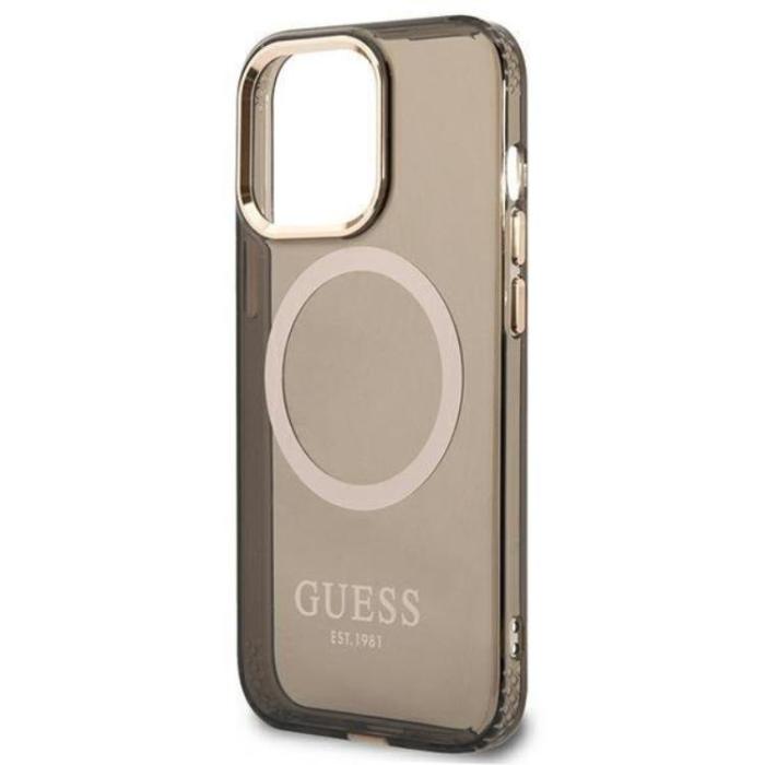 Guess - GUESS iPhone 13 Pro Skal MagSafe Gold Outline Translucent - Svart