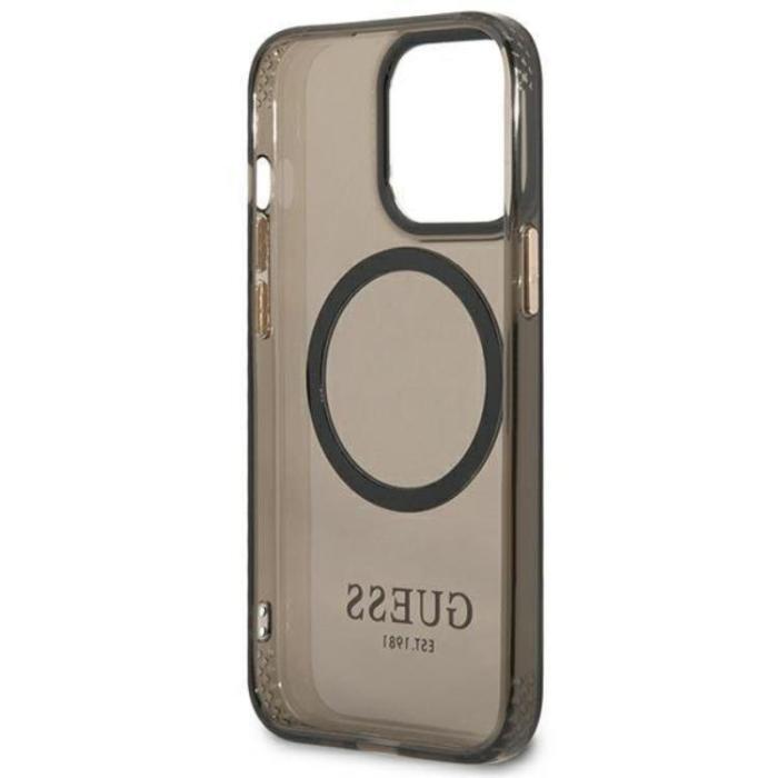 Guess - GUESS iPhone 13 Pro Skal MagSafe Gold Outline Translucent - Svart