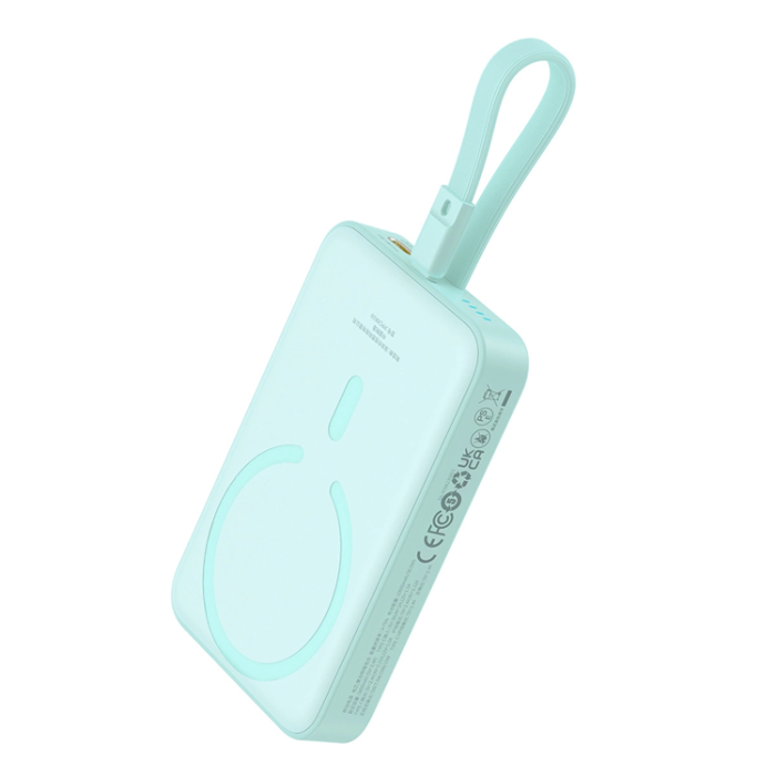 BASEUS - Baseus Magsafe Powerbank 10000mAh 20W Med Built-in Lightning Kabel - Blå