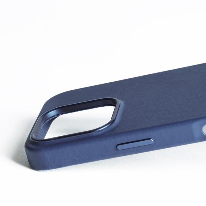 Mujjo - Mujjo iPhone 16 Pro Mobilskal MagSafe Läder - Blå