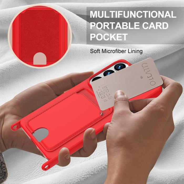 OEM - Mobilskal för Samsung Galaxy S26 Ultra Flytande silikon med kortfack - Röd
