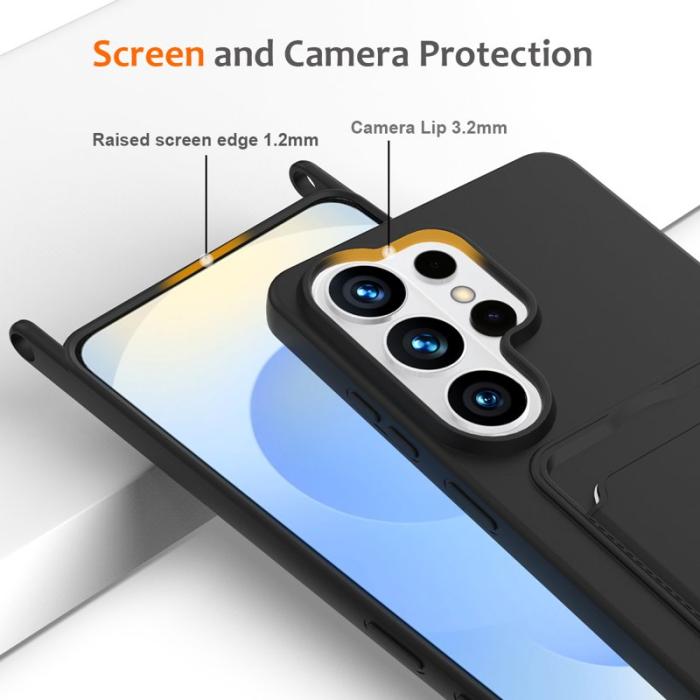 OEM - Mobilskal för Samsung Galaxy S26 Ultra Flytande silikon med kortfack - Svart