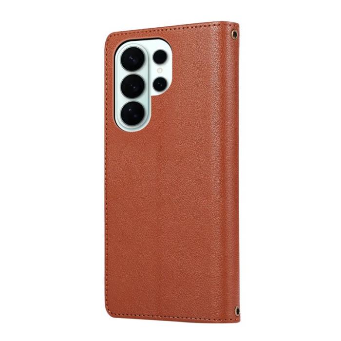 OEM - Mobilfodral för Samsung Galaxy S26 Ultra Konstläder med kortfack - Brun