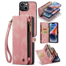 Caseme - CASEME 008 iPhone 14 Plus Pl&aring;nboksfodral Konstl&auml;der Rosa Med Rem