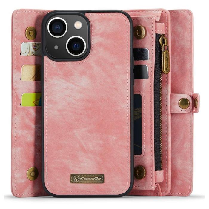 Caseme - CASEME 008 iPhone 14 Plus Plånboksfodral Konstläder Rosa Med Rem