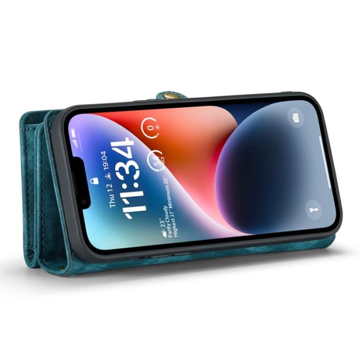 Caseme - CASEME 008 Mobilskal till iPhone 14 Plus KonstLäder blå med ficka