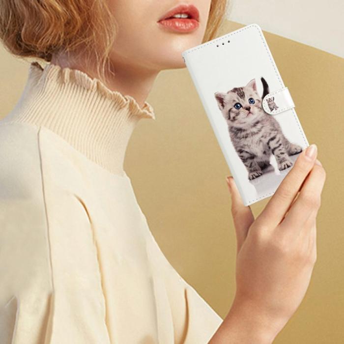 OEM - Samsung Galaxy S26 Plus Plånboksfodral Konstläder Mönstertryck Ställ - Söt Katt