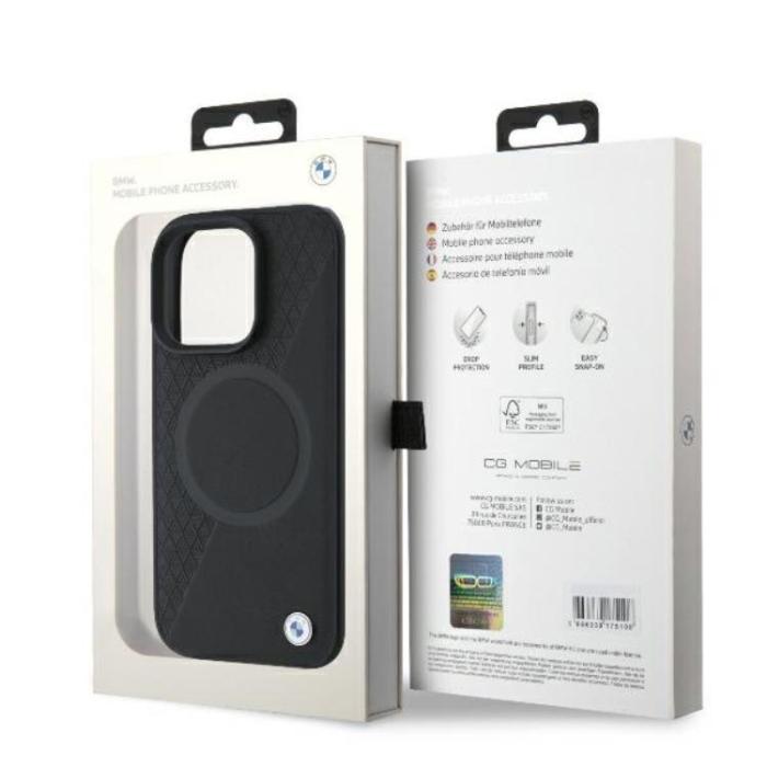 BMW - BMW iPhone 16 Pro Mobilskal MagSafe Sign Läder Half Textured Och Circle