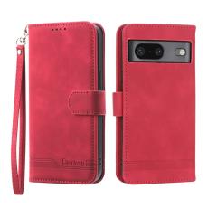 DIERFENG - DIERFENG Google Pixel 7 5G Pl&aring;nboksfodral DF-03 Flip Konstl&auml;der - R&ouml;d