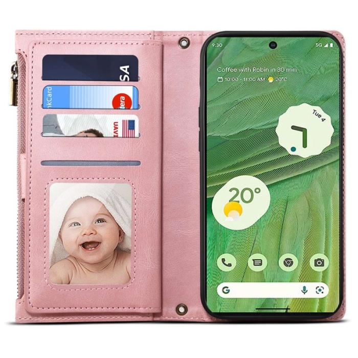 ESEBLE - ESEBLE Star Series Plånboksfodral för Google Pixel 7a - Konstläder - Roséguld
