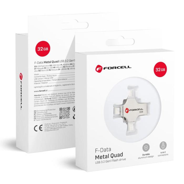 Forcell - Forcell Pendrive 32GB USB 3.2 Gen 1(USB-A/USB-C/Lightning/Micro-USB)
