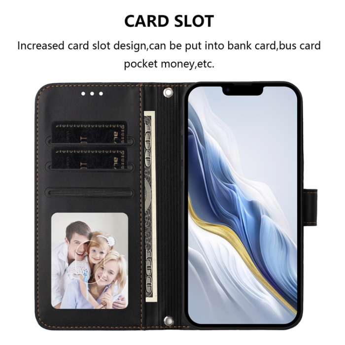 A-One Brand - iPhone 15 Pro Plånboksfodral Läder med Handledsrem - Svart