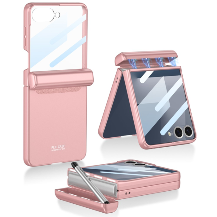 GKK - GKK Galaxy Z Flip 7 Mobilskal med Penna och Skärmskydd - Rosa