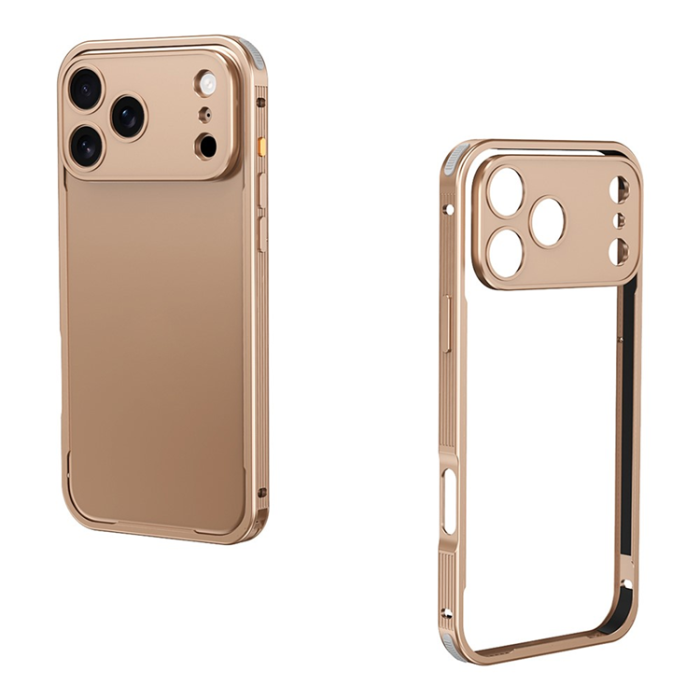 A-One Brand - iPhone 17 Pro Max Mobiskal Bumper Aluminium Alloy - Ökenguld