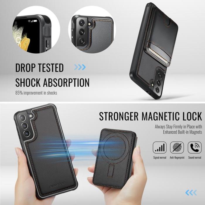 OEM - JEEHOOD Samsung Galaxy S21+ 5G Fodral KonstLäder - Svart