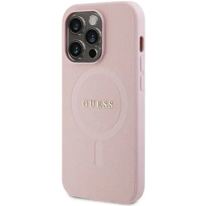 Guess - Guess iPhone 14 Pro Max Mobilskal Magsafe Saffiano - Rosa