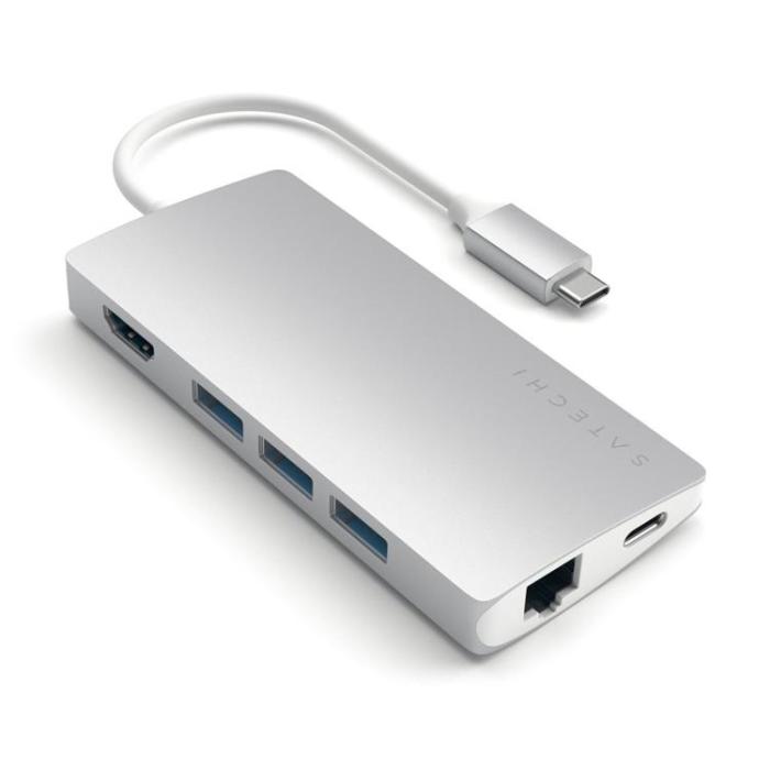 Satechi - Satechi USB-C Multi-Port Adapter 4K Gigabit Ethernet V2 - Silver