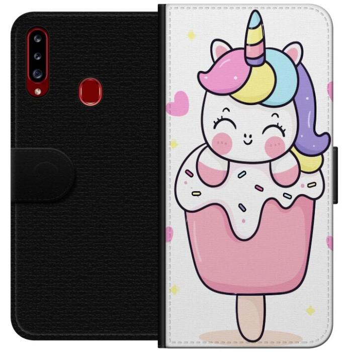 iSecrets - Plånboksfodral till Samsung Galaxy A20s med Glad enhörning