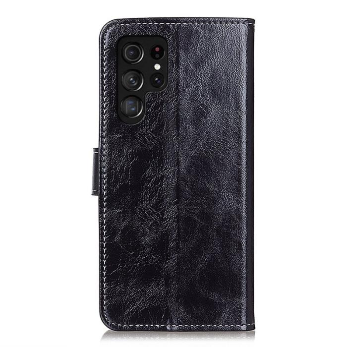 OEM - Samsung Galaxy S26 Ultra Fodral Äkta Läder Crazy Horse - Svart