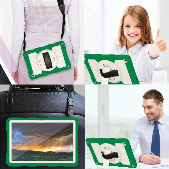 A-One Brand - Galaxy Tab A9 Plus Skal Rotating Handrem Med Axelrem - Grön