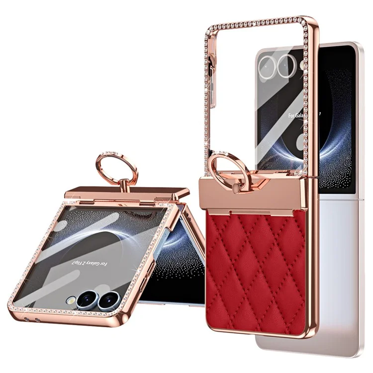 Mobilskal till Galaxy Z Flip7 med Skärmskydd Ringhållare - Vinröd | 2353 | AlltMobil