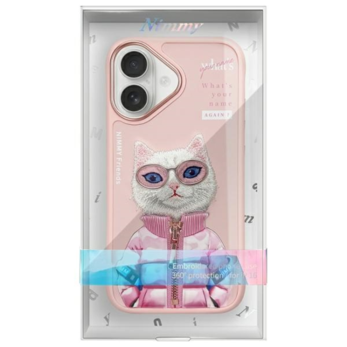 NIMMY - Nimmy iPhone 16 Mobilskal Cool & Cute 2.0 Cat - Rosa
