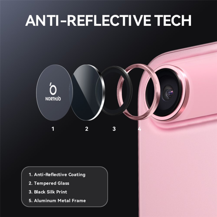 NORTHJO - Northjo iPhone 17 Air Härdat Glas Kameraskydd - Rosa
