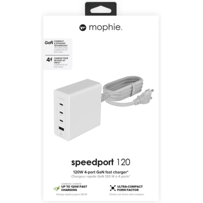 UTGATT1 - Mophie PD Väggladdare Hub 120W USB-A Till 2X USB-C - Vit