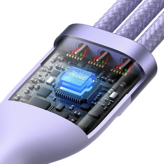 BASEUS - Baseus 3in1 Flash Series USB-C/Micro-USB/Lightning 66W 480Mb/s 1.2m - Lila