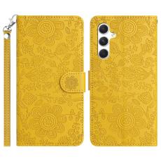 OEM - Samsung Galaxy S26 Pl&aring;nboksfodral Blomm&ouml;nster Konstl&auml;der Flip - Gul