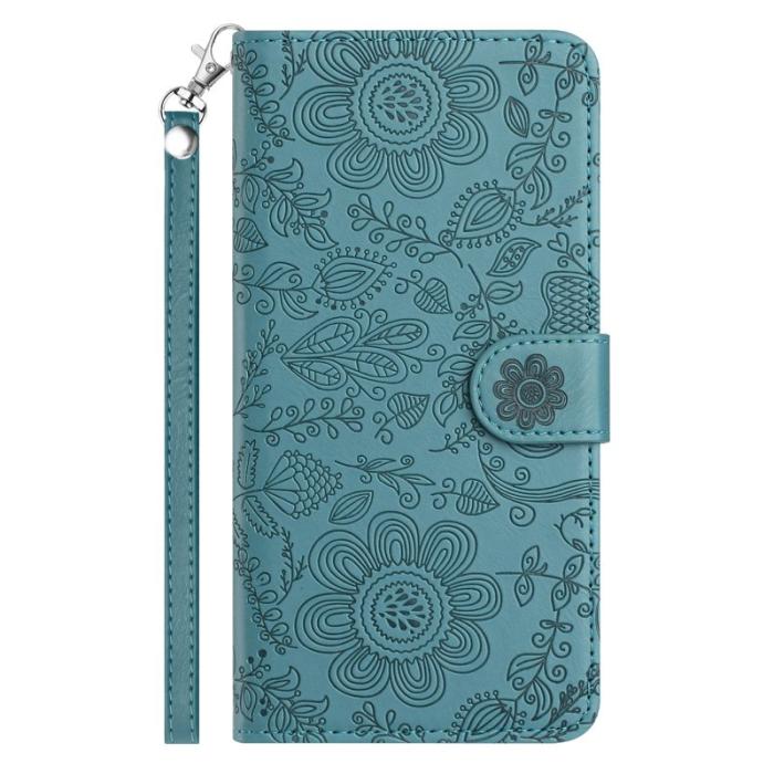 OEM - Samsung Galaxy S26 Plånboksfodral Blommönster Konstläder Flip - Grön