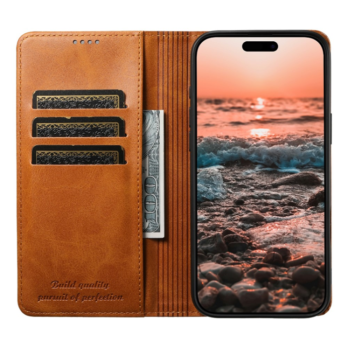 SUTENI - SUTENI iPhone 17 Air Plånboksfodral PU Läder - Khaki