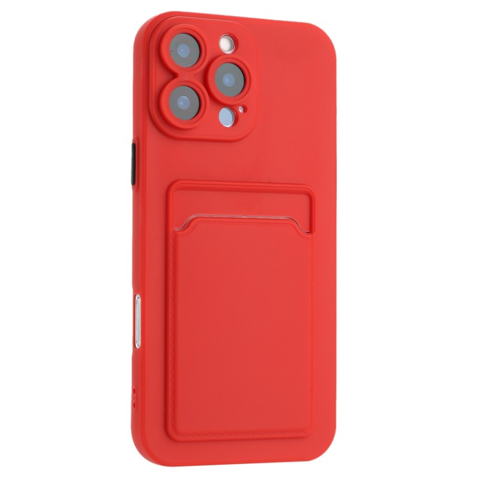 A-One Brand - iPhone 16 Pro Max Mobilskal Korthållare TPU - Röd