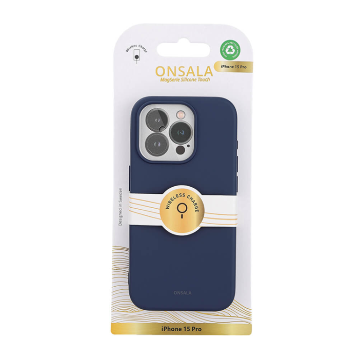 Onsala - Onsala iPhone 15 Pro Mobilskal Magsafe Silikon - Mörkblå