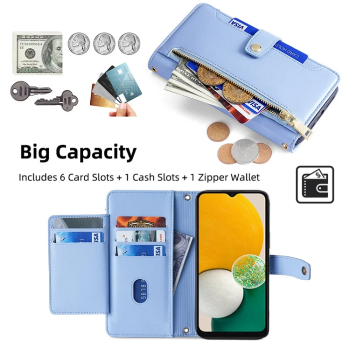 A-One Brand - Galaxy A13 5G Plånboksfodral Konstläder - Blå