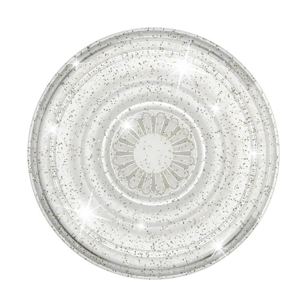 POPSOCKETS Clear Glitter Silver Avtagbart Grip med Ställfunktion