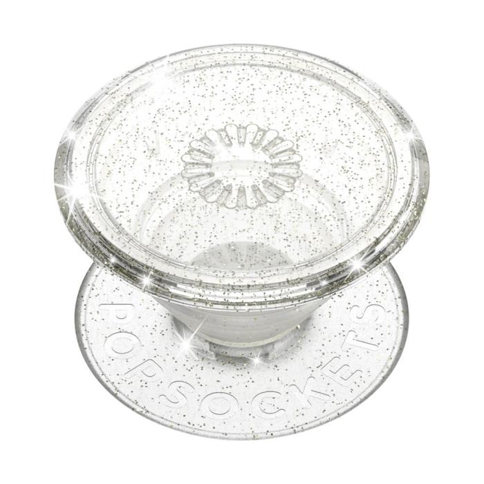 PopSockets - POPSOCKETS Clear Glitter Silver Avtagbart Grip med Ställfunktion