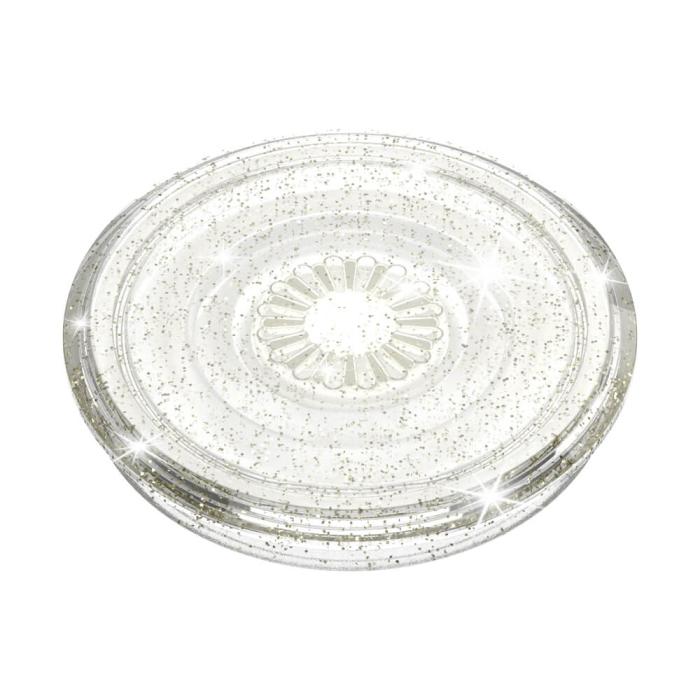 PopSockets - POPSOCKETS Clear Glitter Silver Avtagbart Grip med Ställfunktion