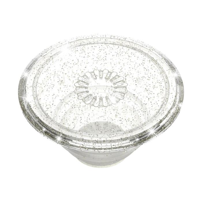 PopSockets - POPSOCKETS Clear Glitter Silver Avtagbart Grip med Ställfunktion