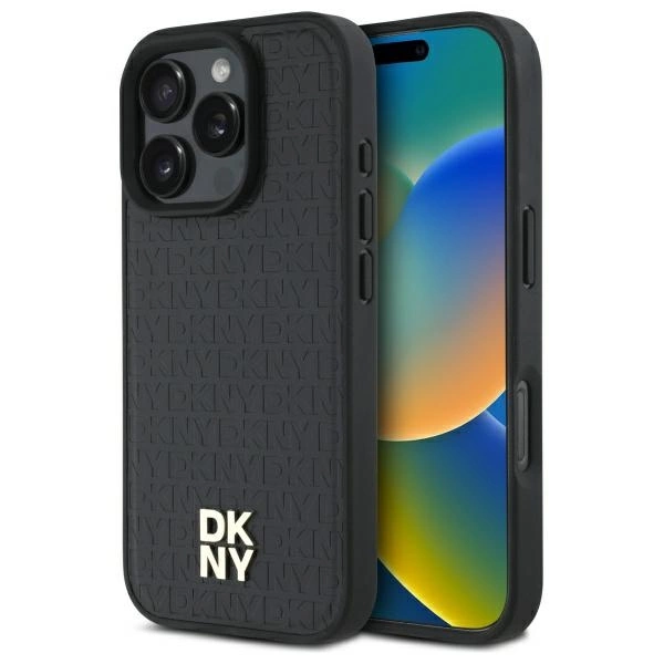DKNY iPhone 16 Pro Max Mobilskal MagSafe Repeat Pattern Stack Logo - Svart | 2353 | AlltMobil
