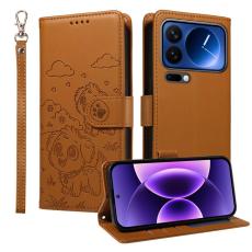 A-One Brand - Xiaomi 17 Pro Max Plånboksfodral RFID Dog Pattern Med Handledsrem - Brun