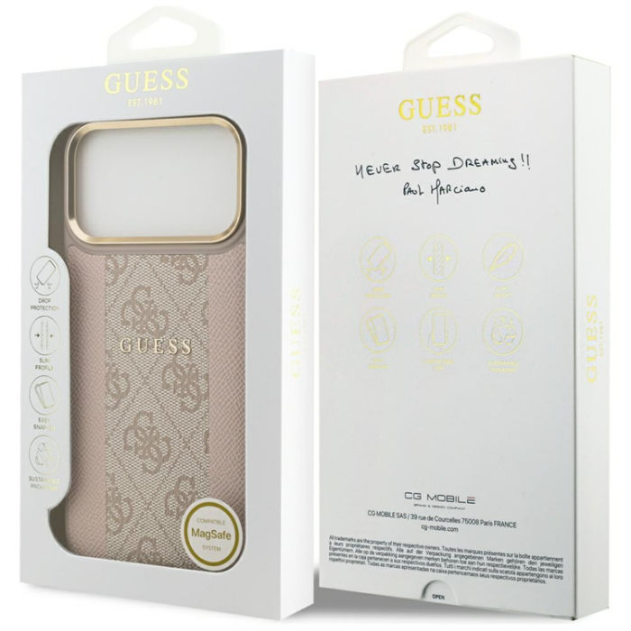 Guess - Guess iPhone 17 Pro Max Mobilskal Magsafe Stripe - Rosa