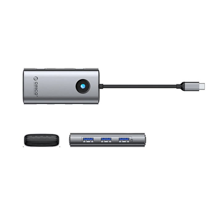 ORICO - Orico Hubb 3xUSB-A 3.0 1xUSB-C 2.0 1xHDMI - Grå