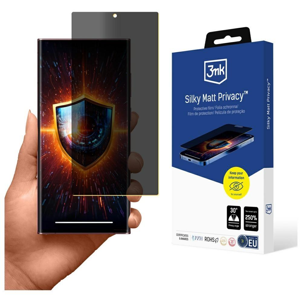 3MK Galaxy S23 Ultra Plastfilm Skärmskydd Privacy Silky Matt - Svart