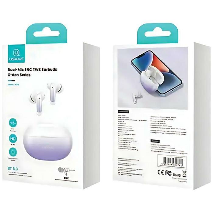 USAMS - USAMS X-don ENC Bluetooth Hörlurar 5.3 TWS - Blå