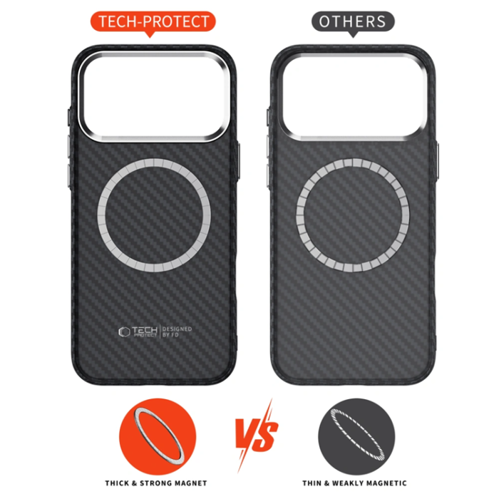 Tech-Protect - Tech-Protect iPhone 17 Pro Mobilskal Magsafe Carbon - Svart/Silver
