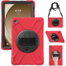 A-One Brand - Galaxy Tab A9 Plus Skal Kickstand Handrem Med Axelrem - Röd