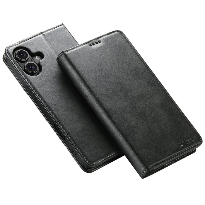 SUTENI - SUTENI iPhone 17 Plånboksfodral PU Läder - Svart