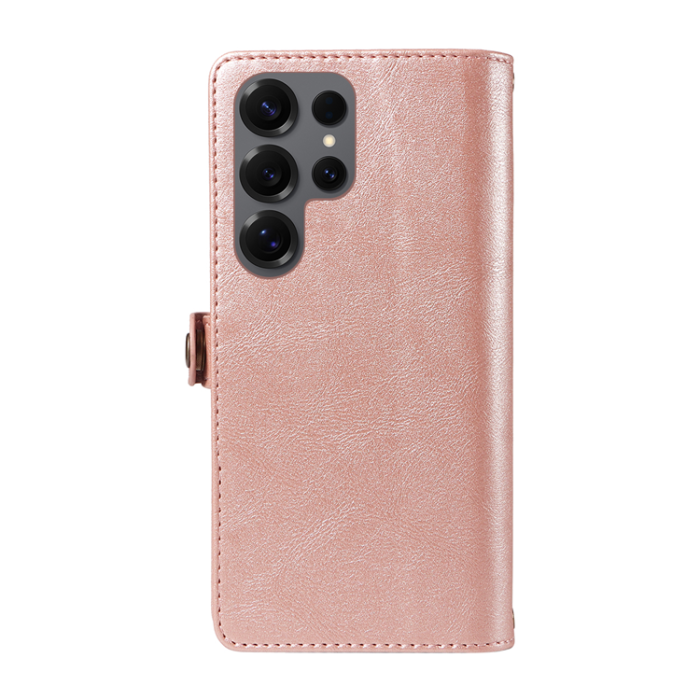YIKATU - YIKATU Galaxy S25 Ultra Plånboksfodral Zipper Läder - Roséguld