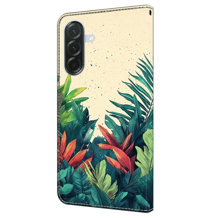 OEM - Samsung Galaxy A37 Plånboksfodral Mönstertryck Konstläder - Leaves